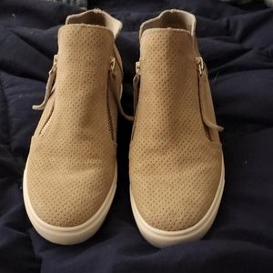 Steve Madden Double Zip Suede Booties, Taupe sz 6.5M EUC